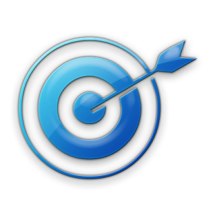 a blue target with an arrow in the center