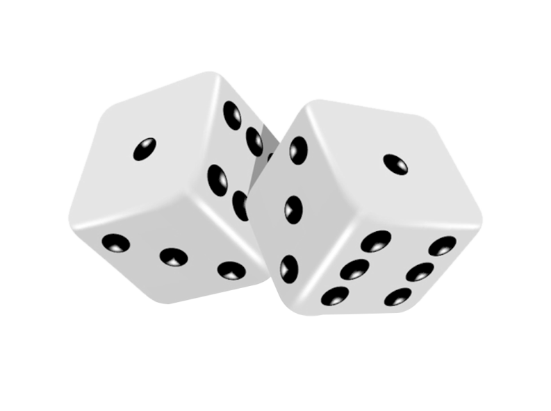 two white dice with black spots