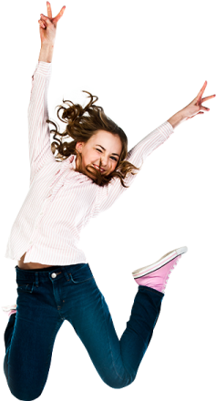 a woman jumping in the air