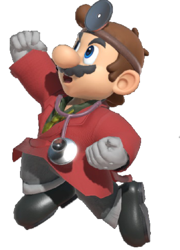 a cartoon character in a red shirt and black pants