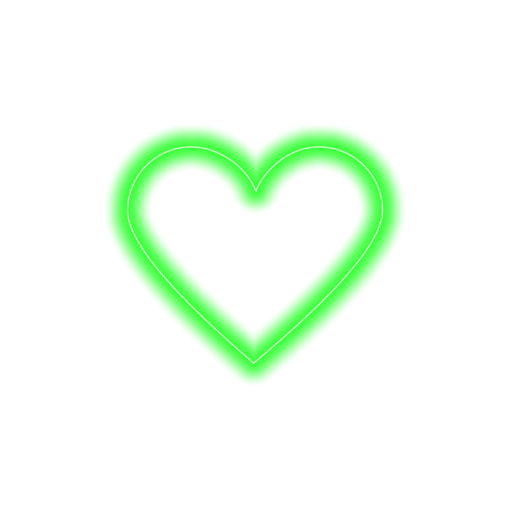 a neon heart on a white background