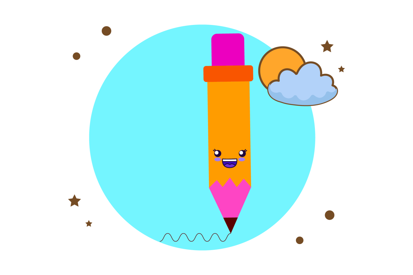 an illustration of a pencil with a cloud above it