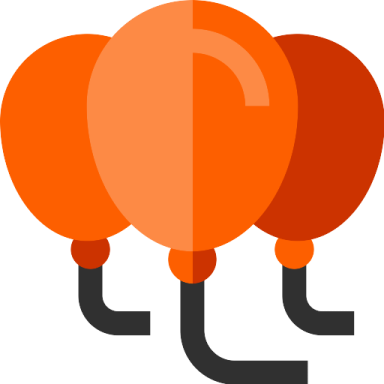 three orange balloons on a white background