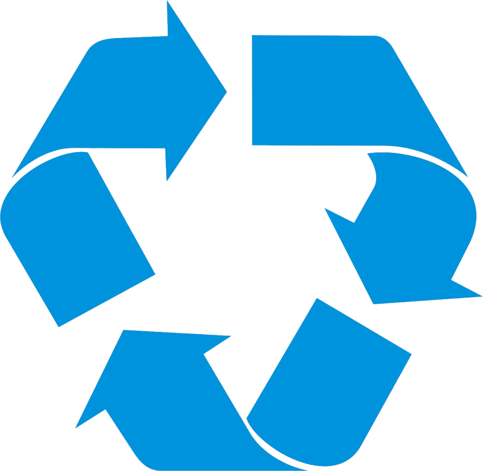 a blue recycling symbol