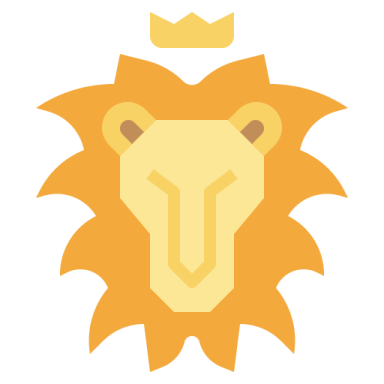 a lion head with a crown on top