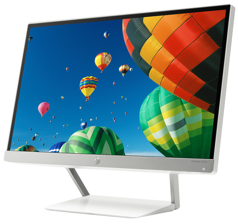 a computer monitor with balloons flying in the sky
