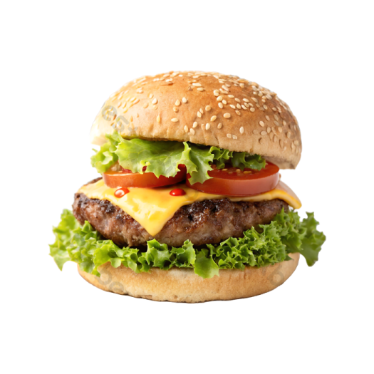 a hamburger on a white background