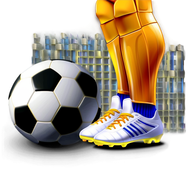 a soccer player standing next to a ball