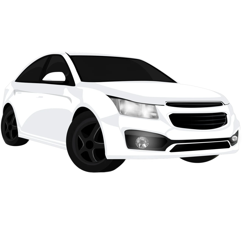 a white car with black rims
