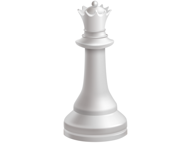 a white chess piece with a crown on top