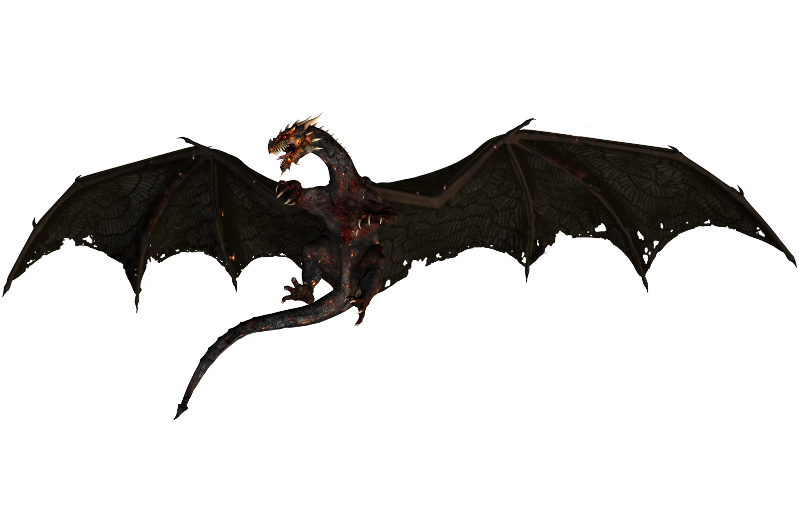 a dragon flying in the air with its wings spread