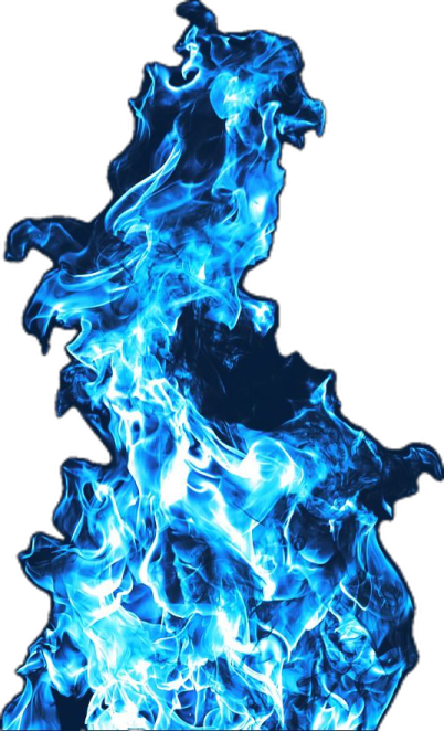 a blue fire on a white background