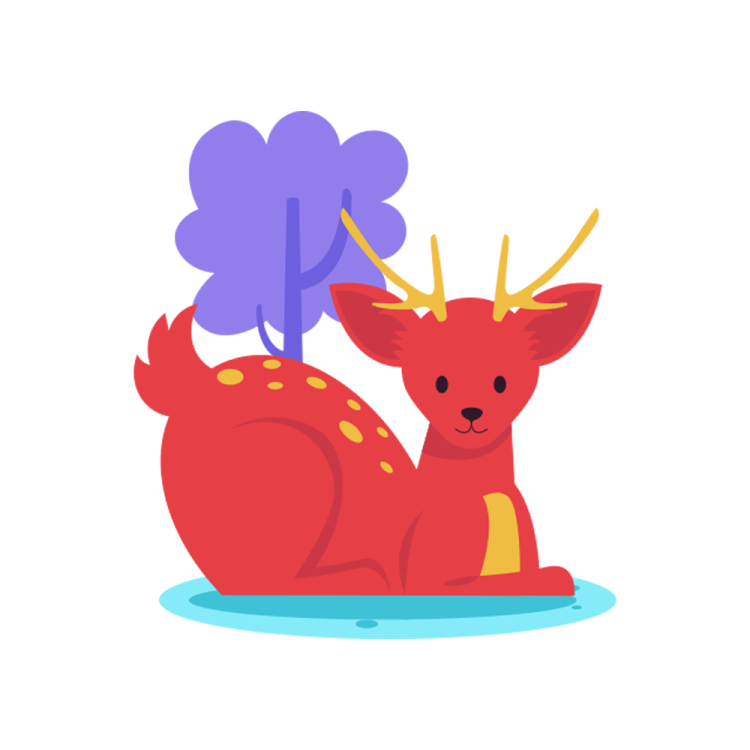 a red deer sitting on top of a snow covered ground