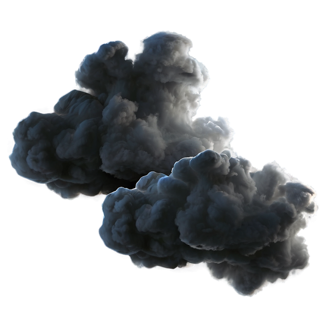 black smoke cloud isolated on white background
