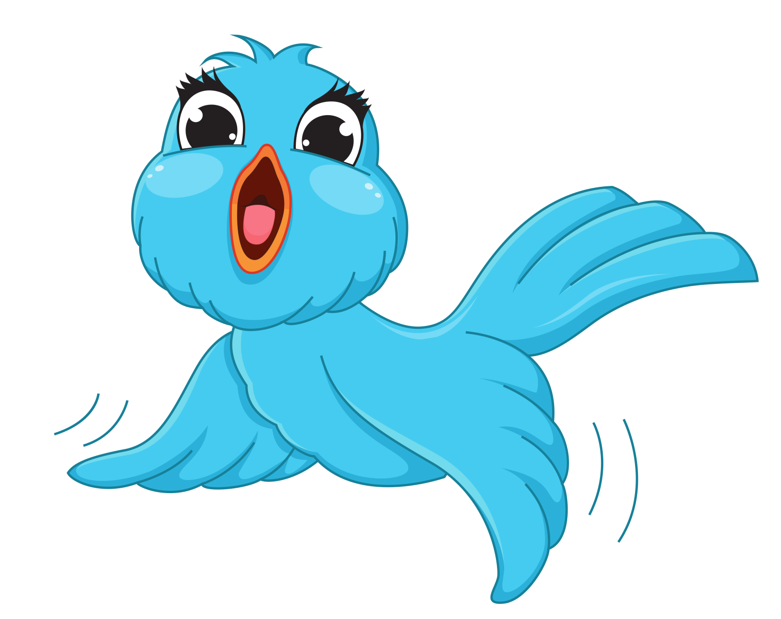 an image of a blue bird with its mouth open