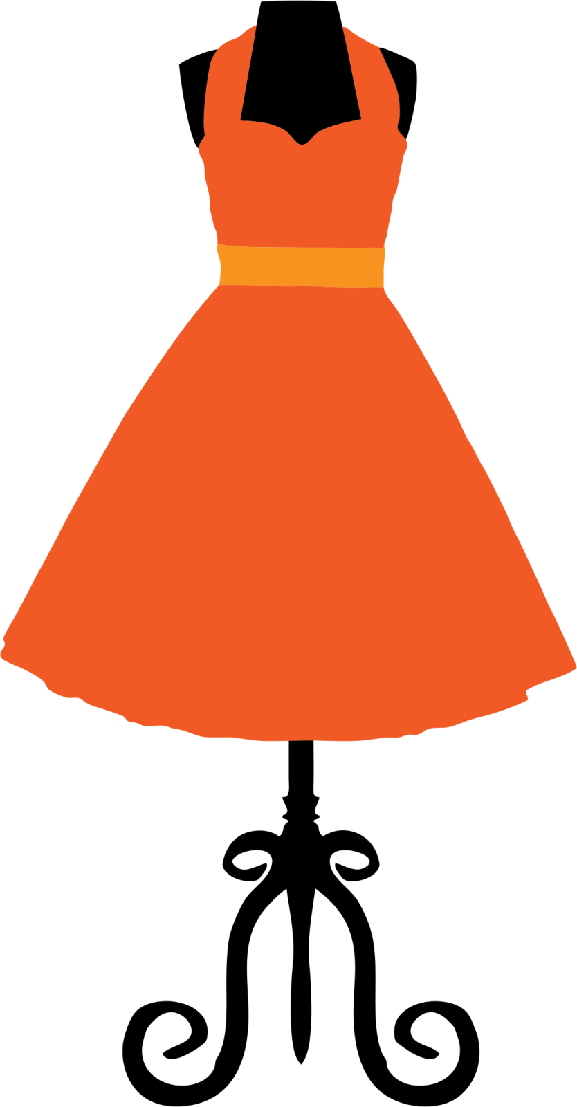 an orange dress on a manne