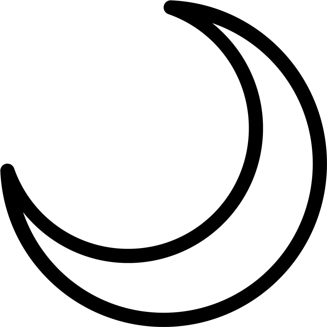 a black and white crescent icon