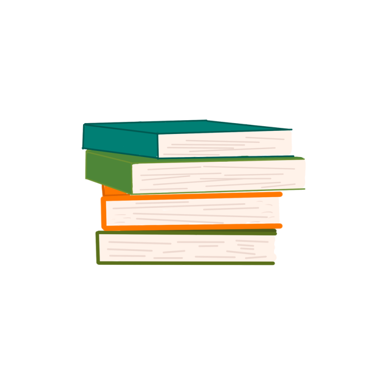 a stack of books on a white background
