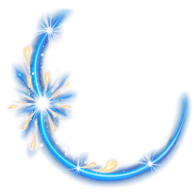 a blue crescent with stars and sparkles