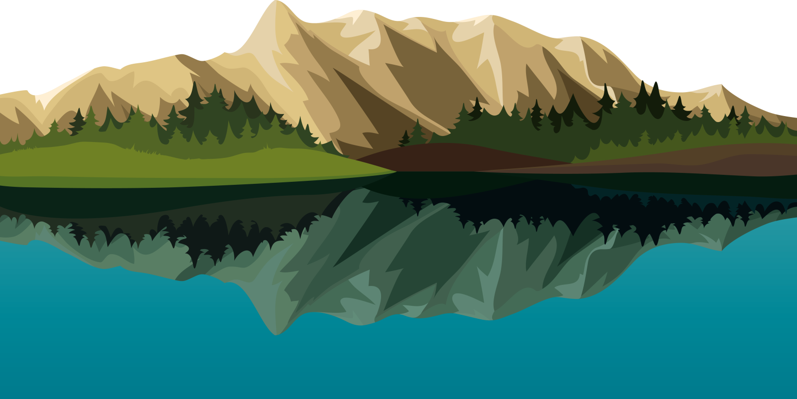 a lake with trees and mountains in the background