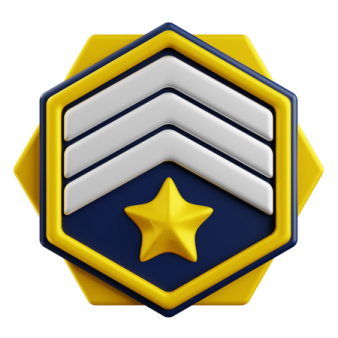 a badge with a star in the middle