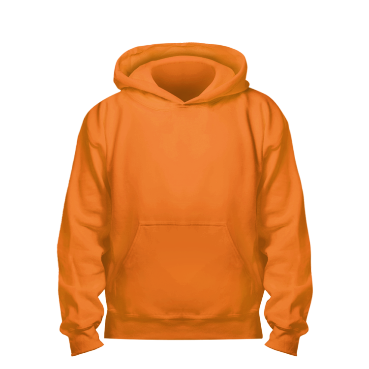 an orange hoodie on a white background