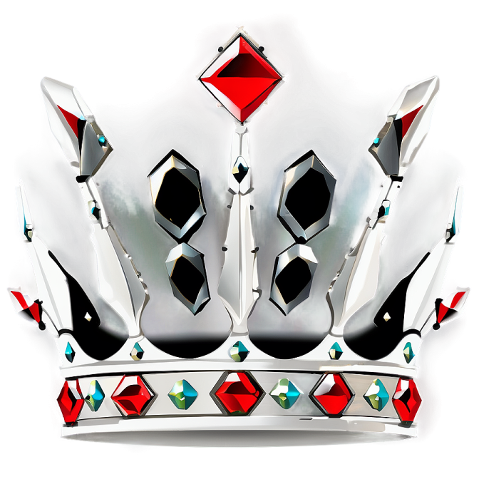 a white crown with red and blue diamonds on it