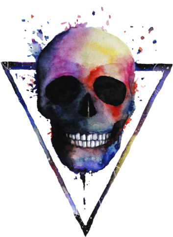 a watercolor painting of a skull on a white background