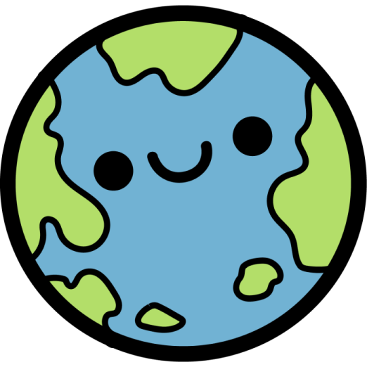 a blue and green earth with smiling faces