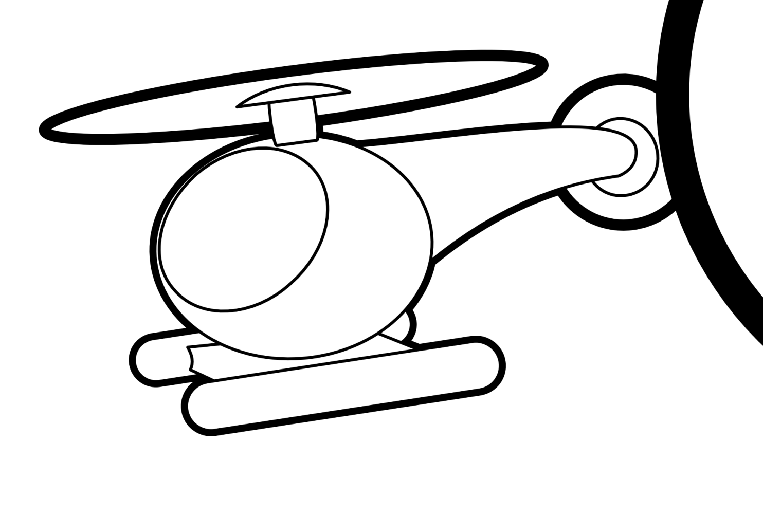 a black and white drawing of a helicopter