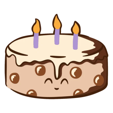 a cake with three candles on top