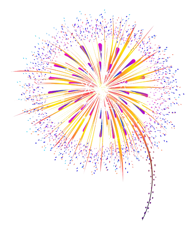 a colorful fireworks on a white background