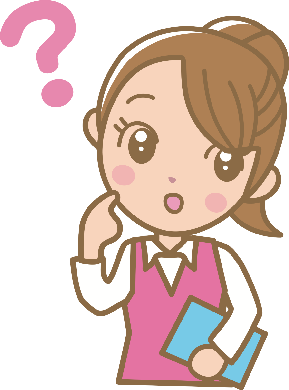 a woman with a question mark