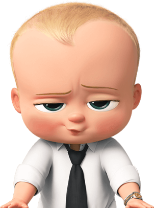 a cartoon baby in a white shirt and tie