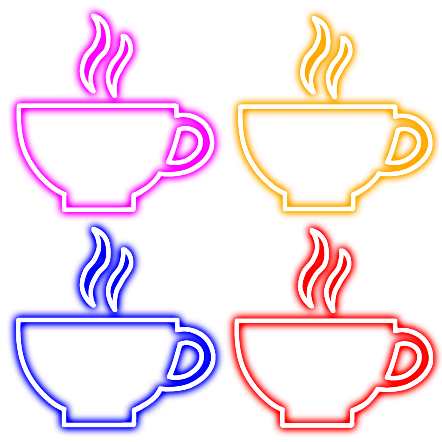 three cups of coffee on a white background