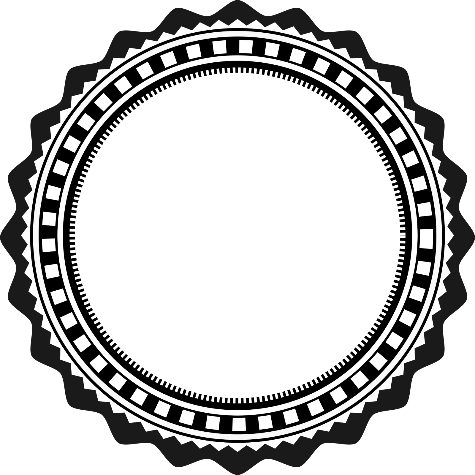 a black and white circular frame