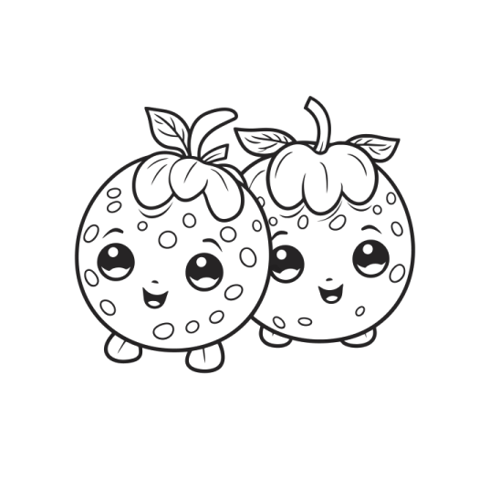 two cute strawberrys coloring pages
