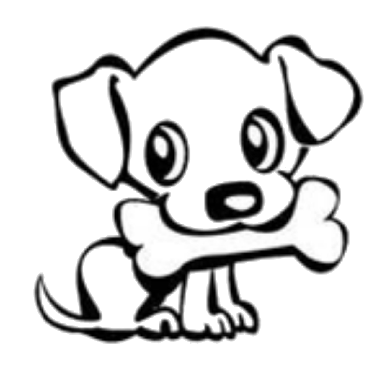 a cartoon dog with a bone in its mouth