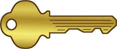 a golden key on a white background