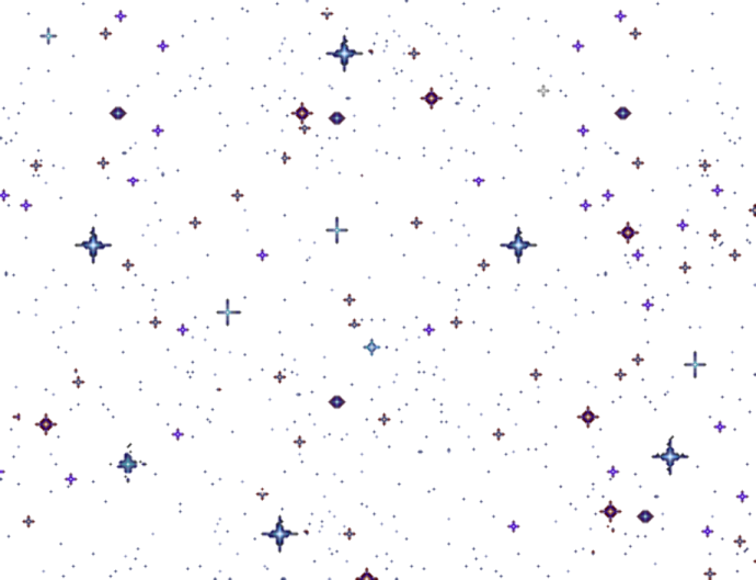 a white background with purple and blue stars