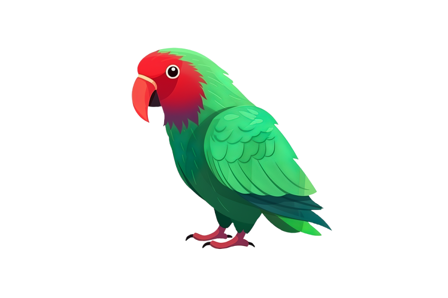 a green parrot on a white background
