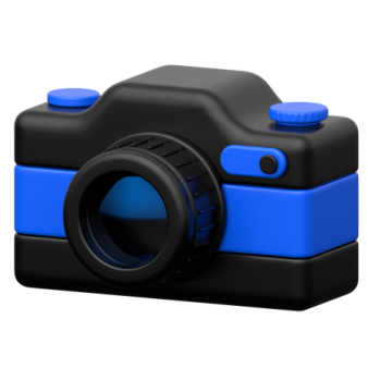 a blue and black camera