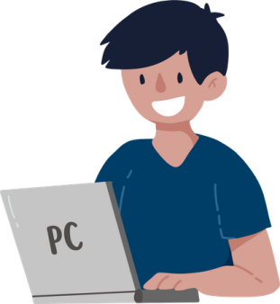 a man sitting in front of a laptop