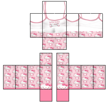 a pink hello kitty pajamas with white and pink bows