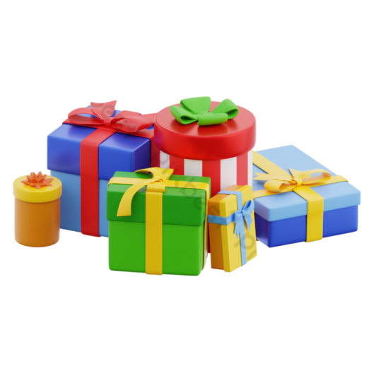 a pile of colorful gift boxes with bows