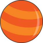 an orange striped ball