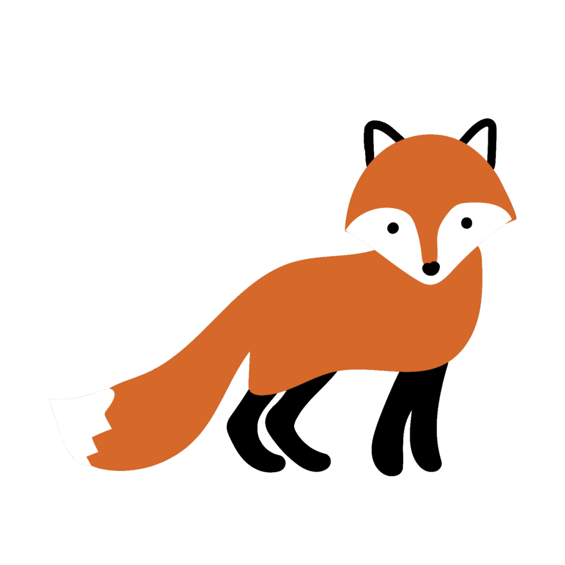 an orange fox silhouetted on a white background