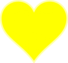 a yellow heart on white background