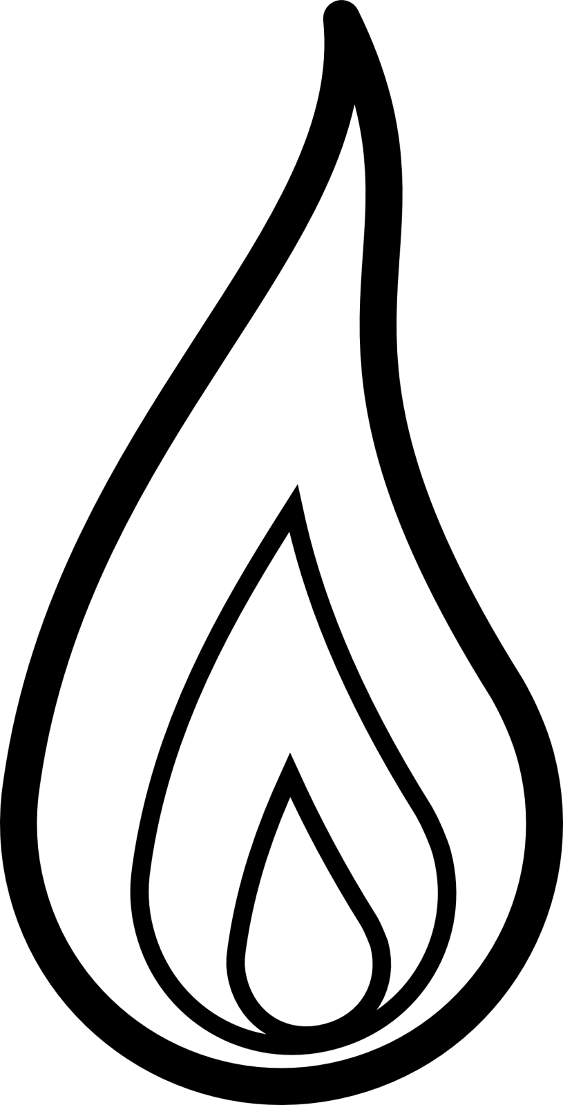 a black and white fire symbol