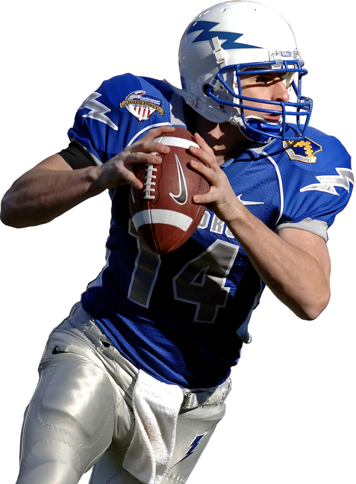 a football player is about to throw the ball